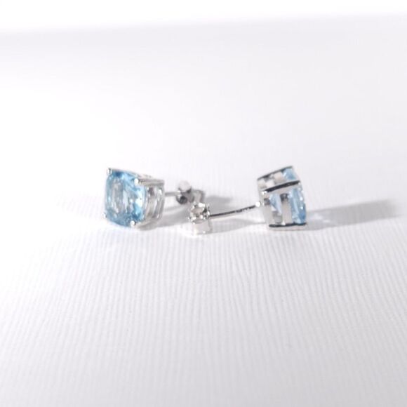 Sky Blue Topaz Post Earrings 7.5 cttw - Picture 3 of 7